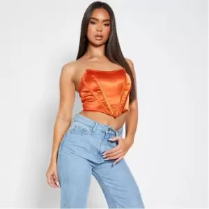 Image of I Saw It First Satin Boned Corset Top - Orange