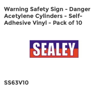 Image of Warning Safety Sign - Danger Acetylene Cylinders - Self-Adhesive Vinyl - Pack of 10