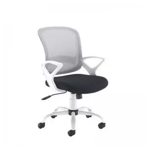 Image of Tyler mesh back operator chair with white frame