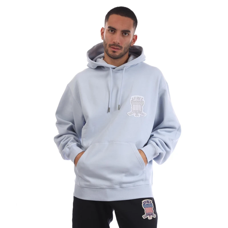 Image of Avirex Mens Jackson Pull Over Hoodie Sky Blue male X Small