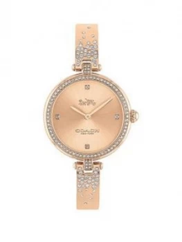 Image of Coach Coach Park Swarovski Crystal Bezel Rose Tone Bangle Watch
