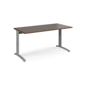 Image of Office Desk Wheelchair Friendly Rectangular Desk 1600mm Walnut Tops With Silver Frames TR10