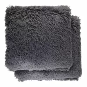 Image of Emma Barclay Doux Super Soft Cushion (pair) Cover In Charcoal Grey