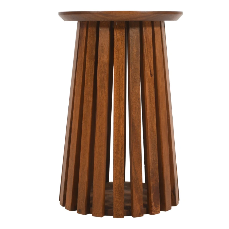 Image of Indian Hub Slatted Mango Wood Side Table
