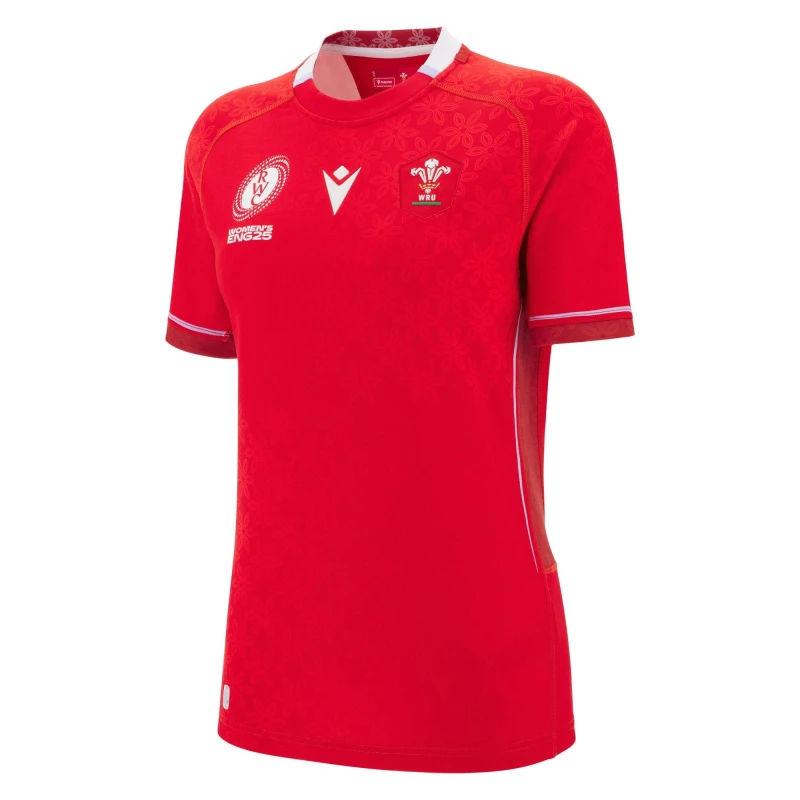 Image of Macron Wales Rugby Union World Cup Home Shirt 2025 Womens Red female 10 (S)
