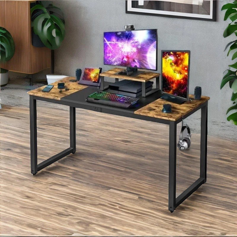 Image of Rafaelo Mobilia Industrial Writing Desk With Moveable Monitor Mount in Dark Brown Dark Brown Unisex