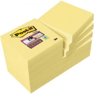 Image of Post it Super Sticky Notes 48 x 48mm Yellow 12 Pieces of 90 Sheets