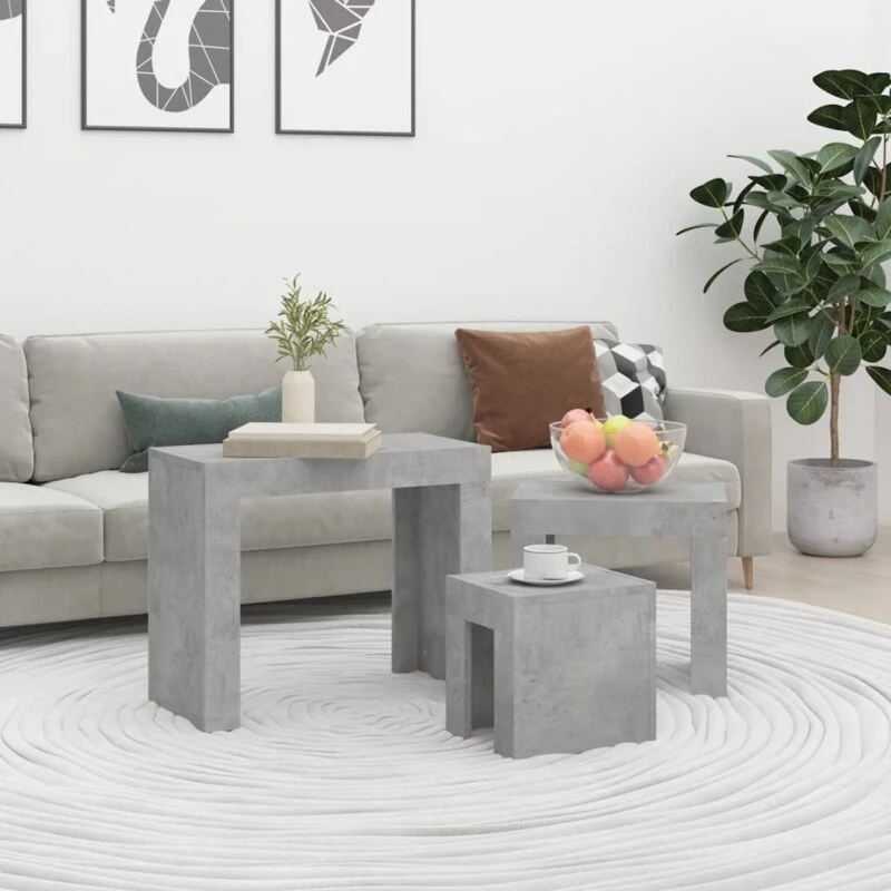 Image of VIDAXL Nesting Coffee Tables 3 pcs Concrete Grey Engineered Wood Vidaxl 8720286610824