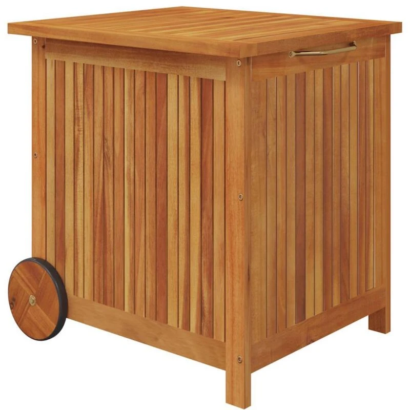 Image of vidaXL Garden Storage Box with Wheels 60x50x58cm Solid Wood Acacia, Brown 319710