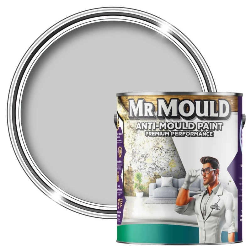 Image of MR MOULD Anti-Mould Paint - 5L - Best Anti Mould Protection Paint for all Interior Walls & Ceilings in Dove Grey Dove Grey Unisex 5L