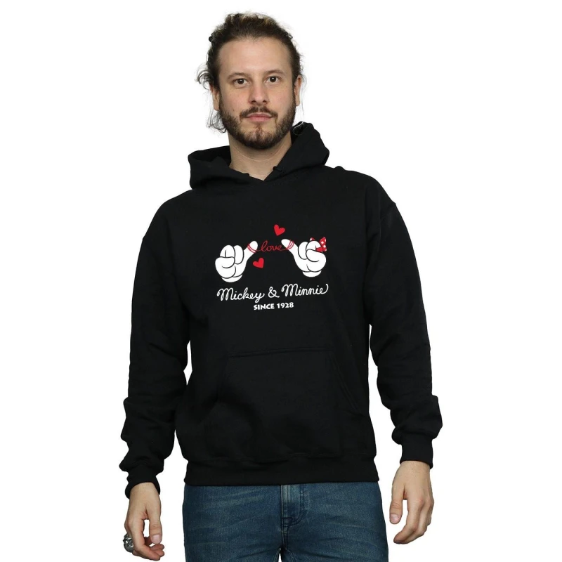 Image of Disney Men Mickey Mouse Love Hands Hoodie in Black Size: Small Black S Male 5057864536010