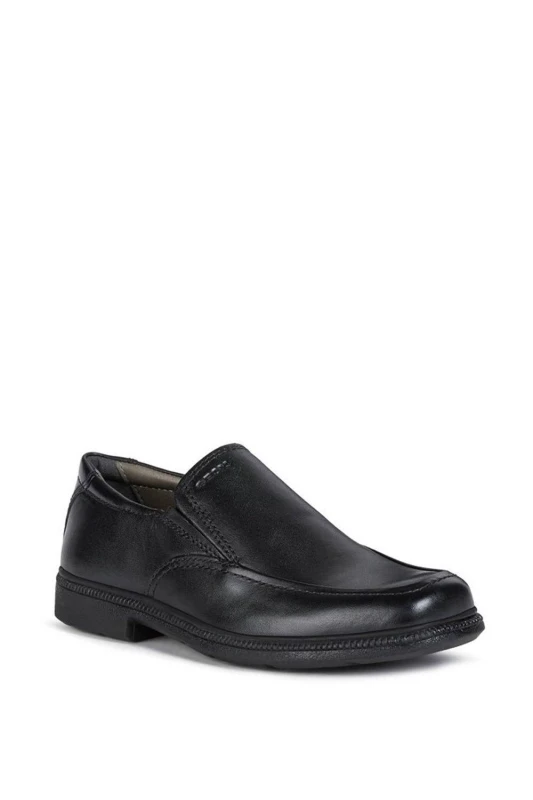 Image of Geox Mens 'Jr Federico' Leather Shoes in Black Size: 1.5 Black Male 1.5