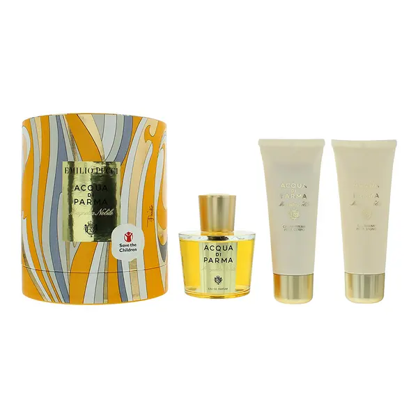 Image of Acqua di Parma X Emilio Pucci Magnolia Nobile 3 Piece Gift Set: Eau de Parfum 100ml - Bath Shower Gel 75ml - Deodorant Spray 50ml