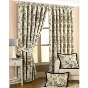 Image of Riva Home Berkshire Ringtop Curtains (66x72 (168x183cm)) (Black/Ivory) - Black/Ivory
