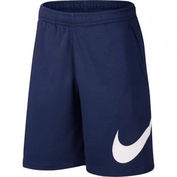 Image of Nike Sportswear Club Mens Graphic Shorts - Mdnt Navy/White