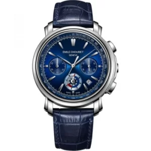 Image of Mens Emile Chouriet Lac Leman Chrono Blue Automatic Chronograph Watch
