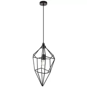Image of Large Caged Ceiling Pendant, 1 x E27, Black Nickel - Luminosa Lighting