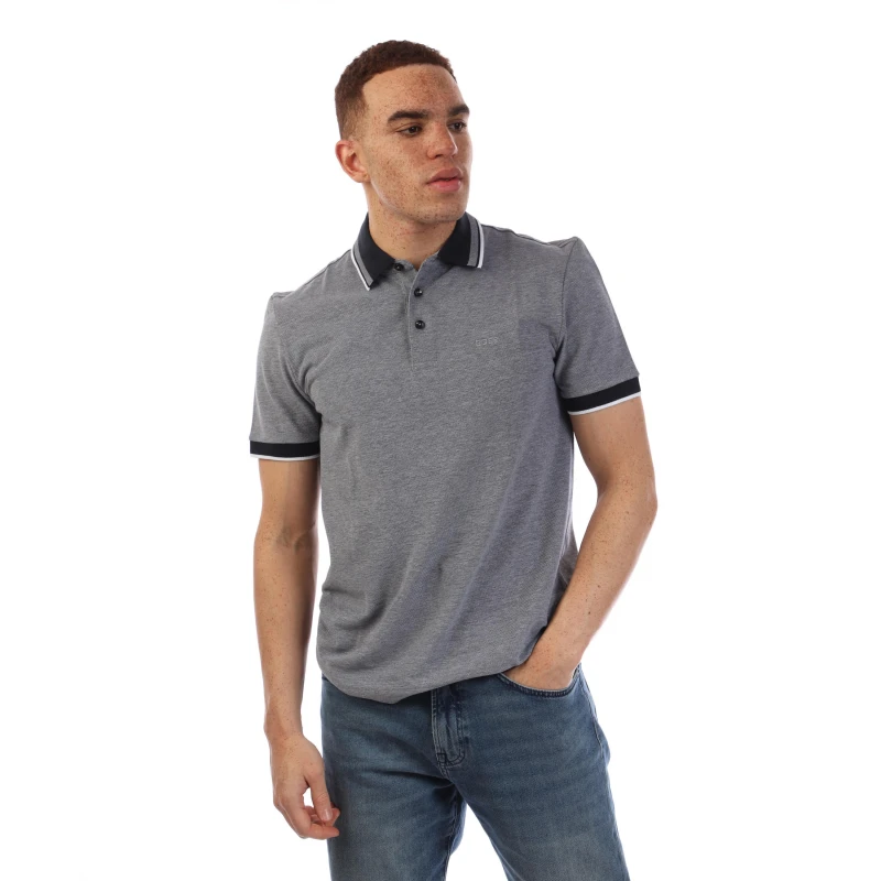 Image of Boss Mens H Prout Short Sleeve Polo Shirt Dark Blue male XS