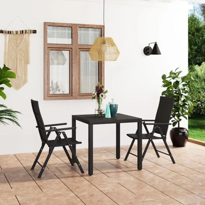 Image of VIDAXL 3 Piece Garden Dining Set Black Vidaxl 8720286228241