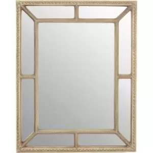 Image of Rectangular Wall Mirror/ Classic Mirrors For Bathroom / Bedroom / Garden Walls Fancy Wall Mounted Mirrors For Hallway With Cream Finish 77 x 3 x 97