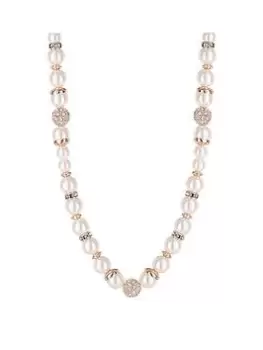 Image of Jon Richard Rose Gold Pave Polish 24" Cream Pearl Necklace