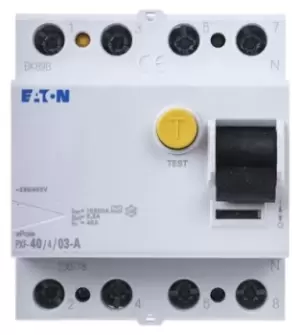 Image of Eaton 3+N, 40A RCD Switch, Trip Sensitivity 300mA, Type A, DIN Rail