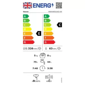 Image of Hoover HBDS485D2ACE 8KG 5KG 1400RPM Integrated Washer Dryers