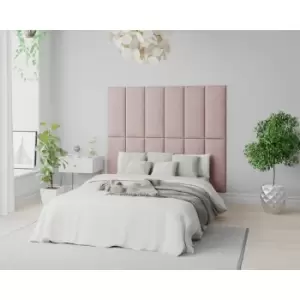 Image of Aspire EasyMount Wall Mounted Upholstered Panels, Modular DIY Headboard in Pure Pastel Cotton Fabric, Tea Rose (Pack of 8)