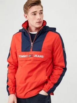 Image of Tommy Jeans Colourblock Popover Jacket - Red
