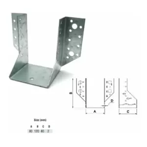 Image of Jiffy Timber Joist Hangers Decking Lofts Roofing Zinc Packs - Size 80x120x80x2mm - Pack of 5