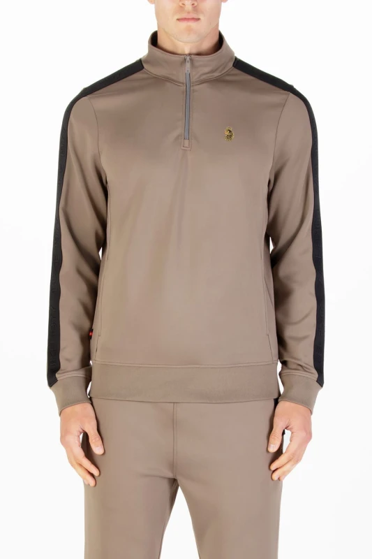 Image of Luke 1977 Luke 1977 Men Tttqr Quarter Zip Sweatshirt in Brown Size: X-Large Brown XL Male 5056585680781