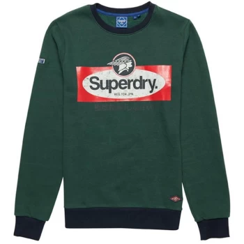 Image of Superdry AC Ringer Crew Neck - Jungle Grn DFP