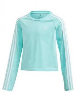 Image of Adidas Originals Childrens 3 Stripes Long Sleeve Tee - Light Blue