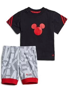 Image of Adidas Younger Boys Mickey Mouse Short & Tee Set, Black/Red/Grey, Size 2-3 Years