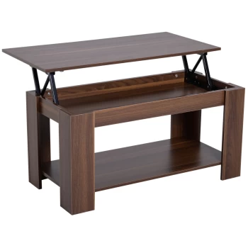 Image of HOMCOM Modern Lift Up Top Coffee Table Desk Hidden Storage Bottom Shelf 100W x 50D x 63H cm