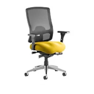 Image of Dynamic Synchro Tilt Task Operator Chair Height Adjustable Arms Regent Black Back, Senna Yellow Seat Without Headrest High Back
