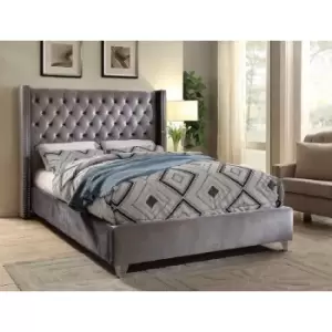 Image of Adriana Upholstered Beds - Plush Velvet, Double Size Frame, Steel - Steel