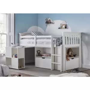 Image of Milo Sleep Station Desk Storage Kids Bed White With Spring Mattress