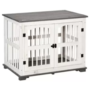 Image of Pawhut Wooden Dog Cage With Side Table