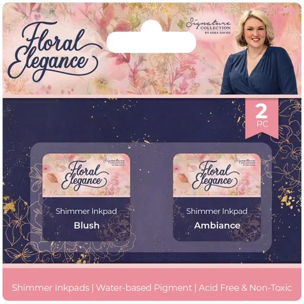 Image of Sara Davies Signature Collection Shimmer Pigment Ink Pads Floral Elegance Pink & Gold Set of 2