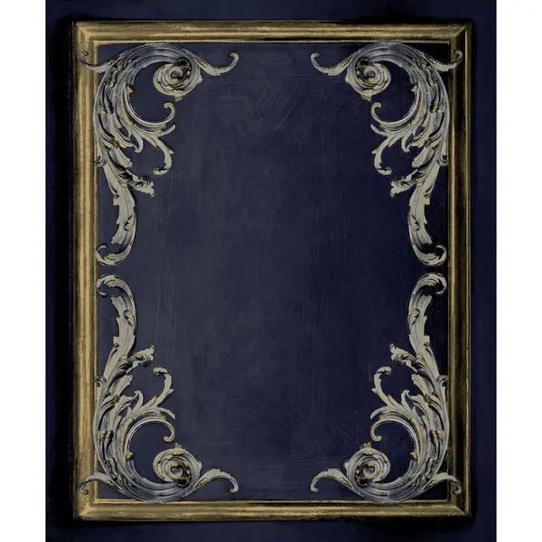 Image of Paul Moneypenny Rococo Plaster Panel Wallpaper for Grandeco - Navy Blue