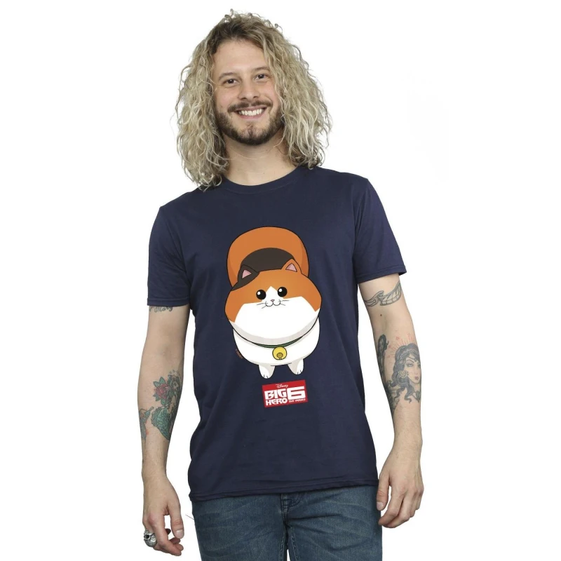 Image of Disney Men Big Hero 6 Baymax Kitten Face T-Shirt in Navy Size: Small Navy S Male 5059934825000