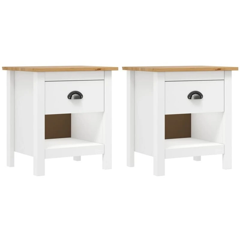 Image of VIDAXL Bedside Cabinets 2 pcs Hill 46x35x49.5cm Solid Pine Wood Vidaxl 8719883910369
