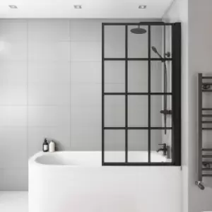 Image of Black Grid Bath Shower Screen 1500mm Right Hand - Nova