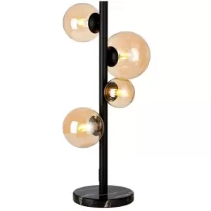 Image of Luminosa Marshall Table Lamp, 4 Light G9, Satin Black, Amber Plated Glass