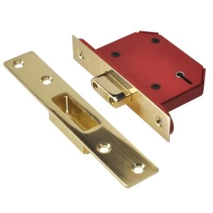 Image of Union StrongBOLT 2105S Polished Brass 5 Lever Mortice Deadlock Visi 68mm 2.5in