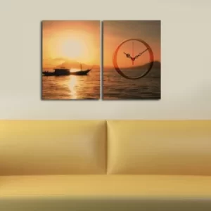 Image of 2P3040CS-142 Multicolor Decorative Canvas Wall Clock (2 Pieces)