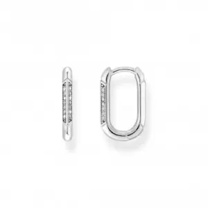 Image of Sterling Silver White Hoop Earrings CR675-643-14