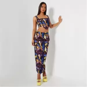 Image of I Saw It First Abstract Print Midaxi Skirt - Multi