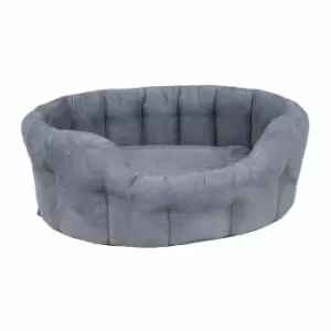 Image of P&L Oval Faux Suede Dog Bed Medium Grey